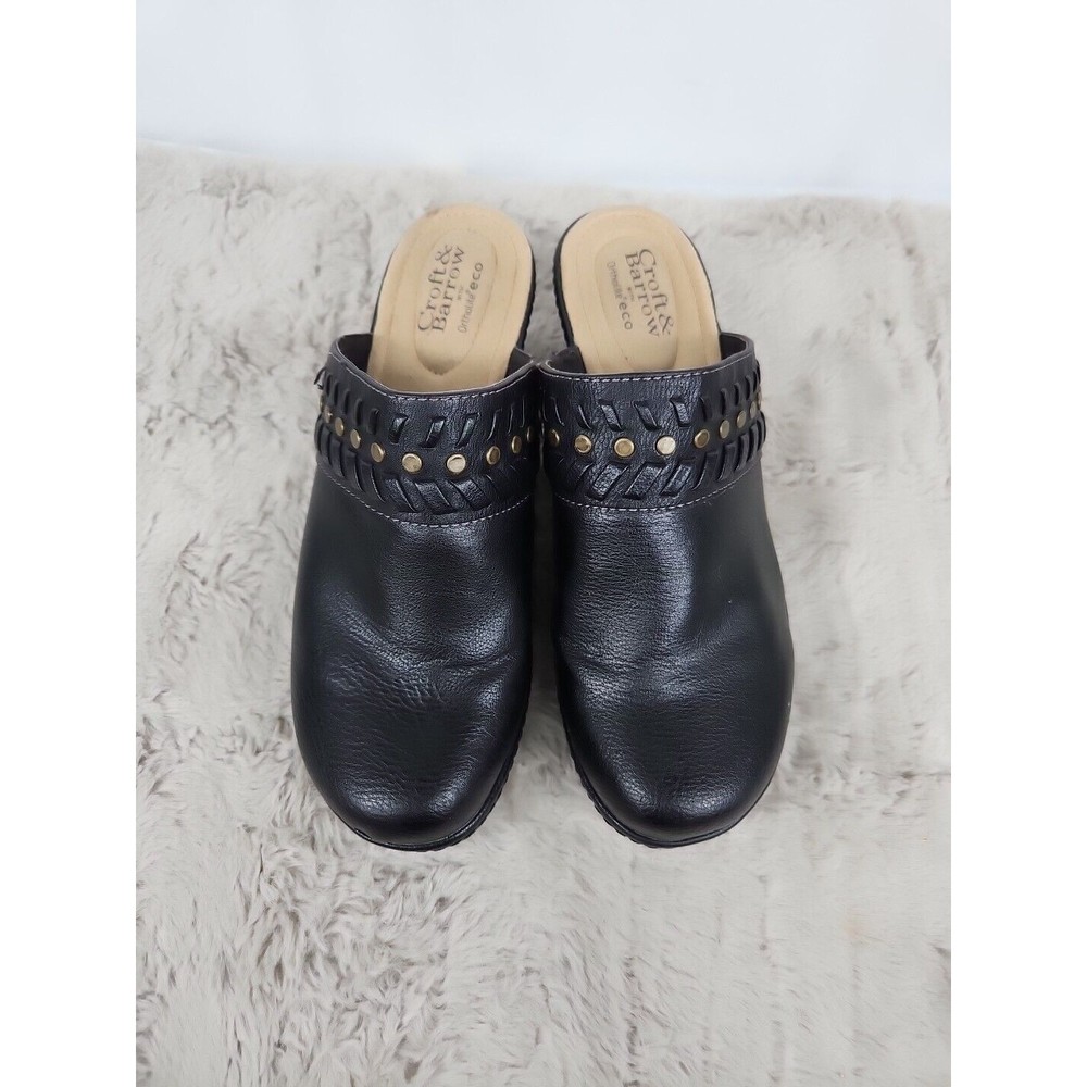 Croft & Barrow Ortholite Women Armory Black Mules Shoes Size 8.5 M